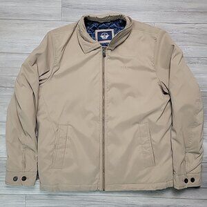 Dockers Men's Open Bottom Golf Jacket Size Large Khaki diamond quilted lining
